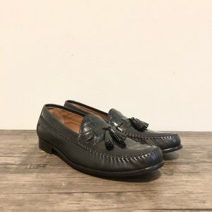 Johnston & Murphy Domani Croc Embossed Tassel Loafer Black Mens 13 Medium New